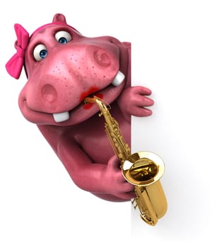 Pink Hippo - 3D Illustration