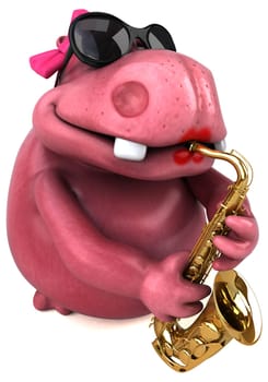 Pink Hippo - 3D Illustration