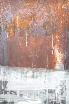 Abstract corroded old white paint on metal walls. The wall is cracked with old white paint. Rusty on old metal background. Metal rust. Texture, old metal iron rust texture.