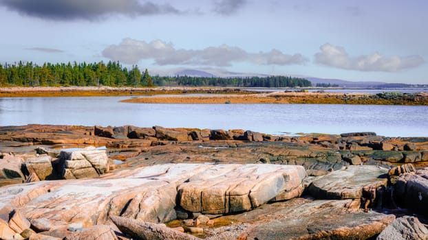 Rocky coastline in Acadia National Park in Maine