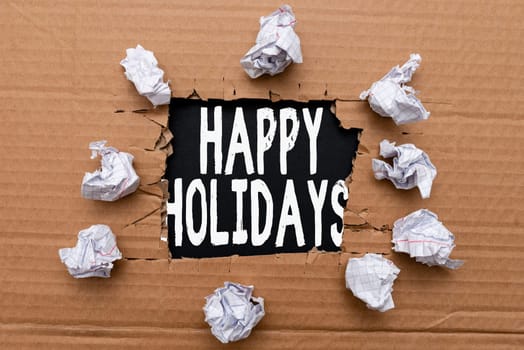 Sign displaying Happy Holidays, Word Written on Made a short journey by a group of showing for pleasure Smart Office Plans Construction Development And Planning Fresh Start