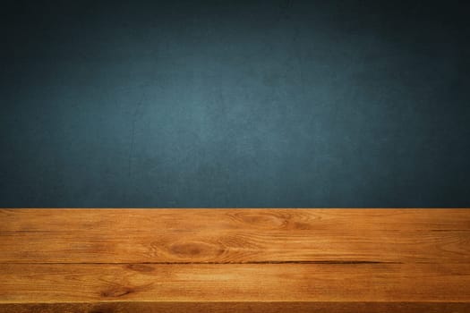 The background is blank wooden boards and a textured plastered wall with lighting and vignetting. For product demonstrations, free space, layout, mockup, perspective board, background board.