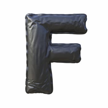 Black leather font Letter F 3D render illustration isolated on white background