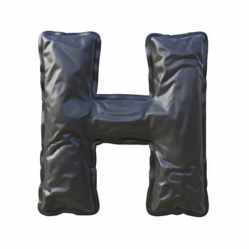 Black leather font Letter H 3D render illustration isolated on white background