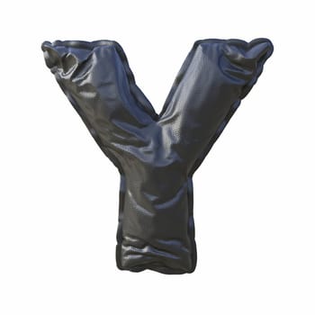 Black leather font Letter Y 3D render illustration isolated on white background