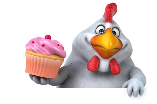 Fun chicken - 3D Illustration