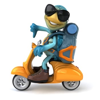 Fun 3D illustration of a blue turtle