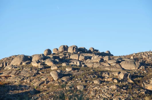 Berrocal de la Data, unique granitic landscape declared as Natural Monument. Valencia de Alcantara, Caceres, Extremadura, Spain