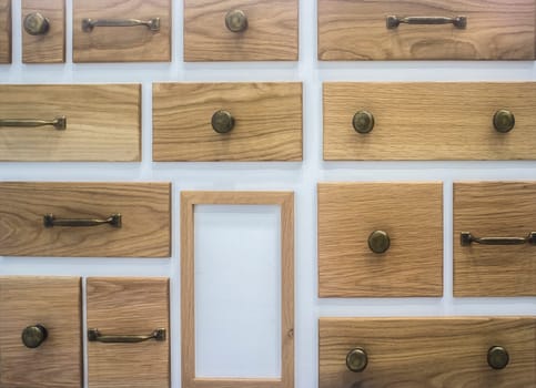 Set of handles and drawers for kitchen furniture. Vintage style