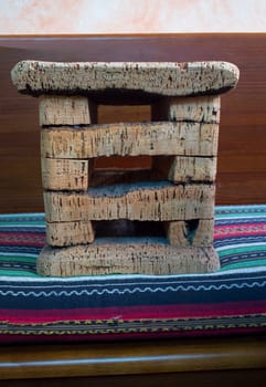 Senton or stump stool made of cork. Rustic home design from Extremadura, Spain