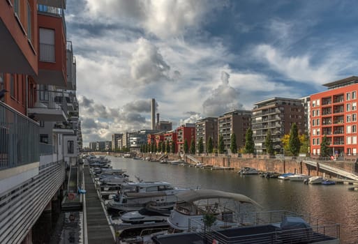 Residential and commercial buildings in the Westhabor area, Frankfurt, Germany
