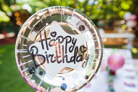 Happy Birthday shiny decoration. Birthday Summer garden party.