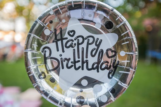 Happy Birthday shiny decoration. Birthday Summer garden party.