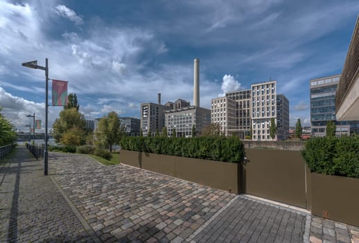 Office and commercial buildings in the Westhabor district, Frankfurt, Germany