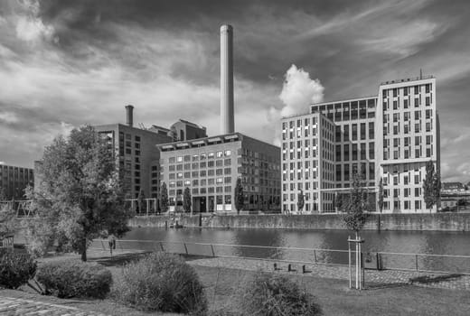 Office and commercial buildings in the Westhabor district, Frankfurt, Germany
