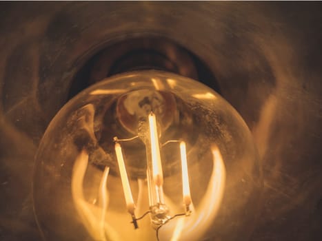 Close-up and detail of the Inside electrical LED light bulb