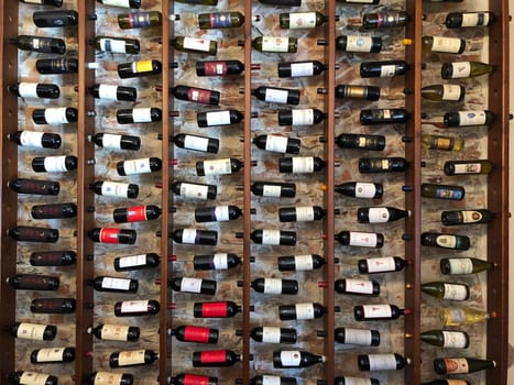 Wine bottles at a Tuscan restaurant