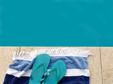 A close up shot of pool side items