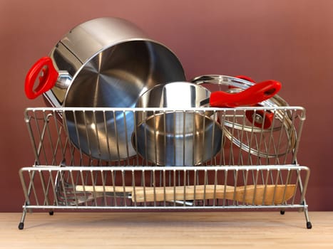 A close up shot of a dish rack