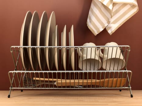 A close up shot of a dish rack