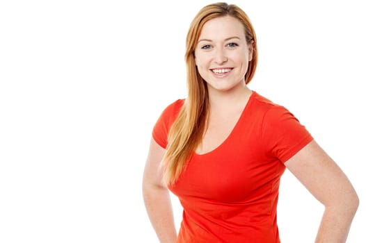 Happy young woman posing to camera