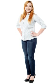 Full length portrait of a pretty woman