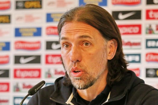 Trainer Martin Schmidt (Mainz) at the press conference - . 14/15 Bundesliga