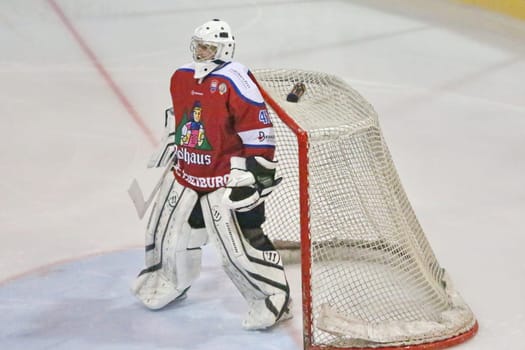 Goalkeeper Christoph Mathis (EHC Freiburg) - Playoffs for the German Hockey League (DEL2),1st Final