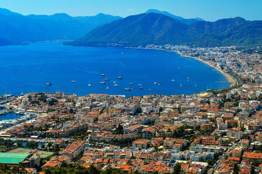 View of Marmaris harbor on Turkish Riviera.