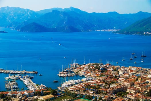 View of Marmaris harbor on Turkish Riviera.