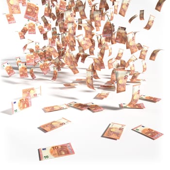 Rain of money from 10 euro notes