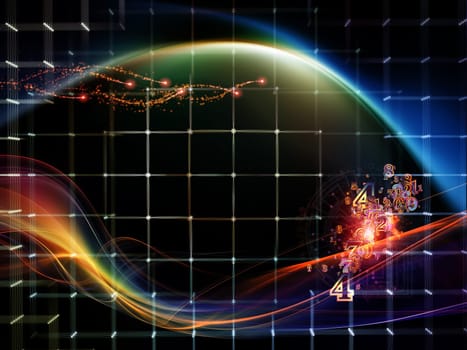 Waves of Technology series. Abstract design made of lights, fractal and technological elements on the subject of science, philosophy, metaphysics and modern technology