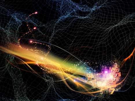 Waves of Technology series. Backdrop of lights, fractal and technological elements on the subject of science, philosophy, metaphysics and modern technology