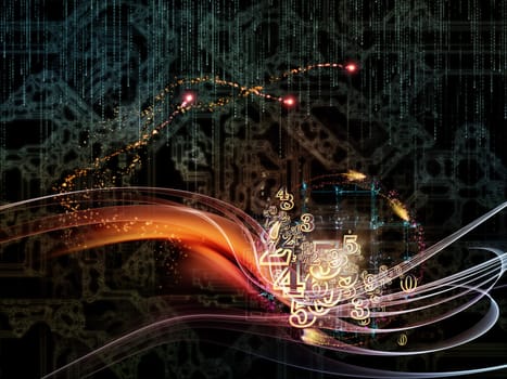 Waves of Technology series. Interplay of lights, fractal and technological elements on the subject of science, philosophy, metaphysics and modern technology