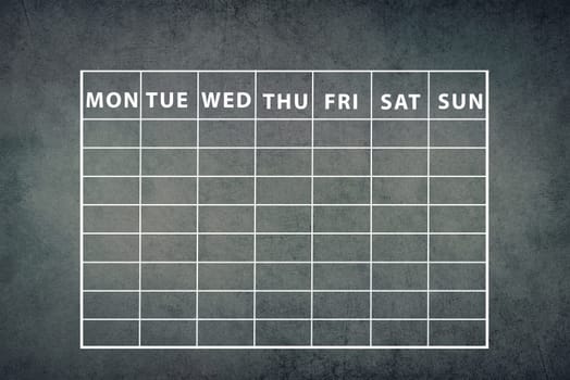 Schedule of the week on a dark textured background, curriculumn school