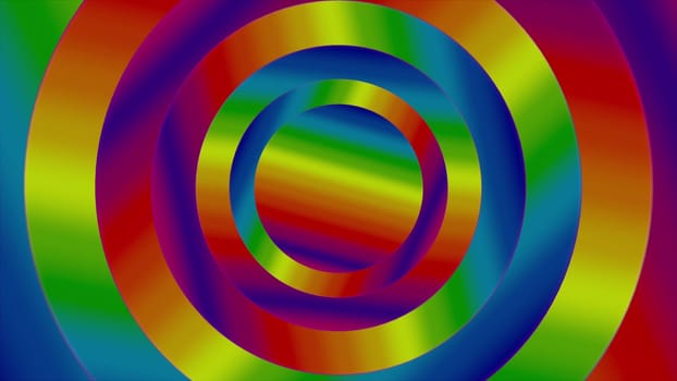 Bright rings with 3d render in rich holographic design shades. Futuristic portal in rounded geometric shape. Spherical presentation digital palette with soft blur