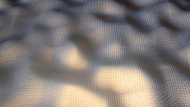 Computer generated a wavy cloth. 3D rendering of a textured fabric. Realistic embossed background