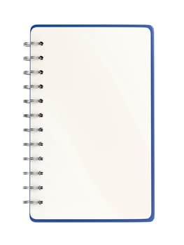 Blank spiral notebook isolated on white background