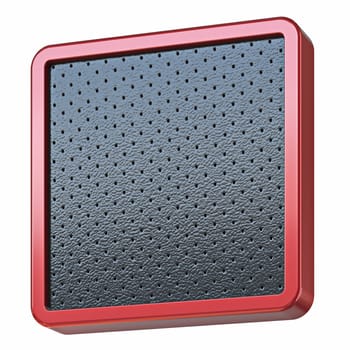 Red shinny metal and black leather square 3D render illustration isolated on white background