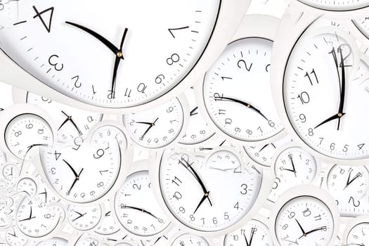 Droste effect background with infinite clock spiral. Abstract design for concepts related to time and deadline.