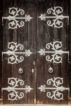 Old traditional wooden doors in a Bavarian village