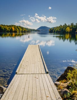Scenic view of Long Pond in Acadia National Park in fall