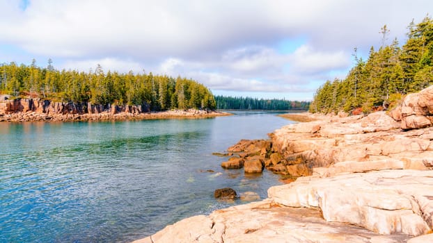 Rocky coastline in Acadia National Park in Maine
