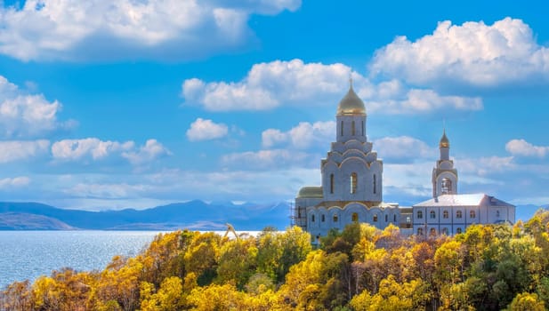 The Big orthodox church on the shore of Avachinskaya Bay on the Kamchatka Peninsula