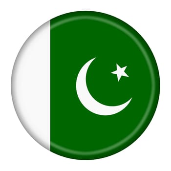 A Pakistan flag button 3d illustration green white star