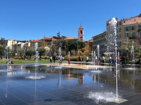 Fountains at Promenade du Paillon in Nice