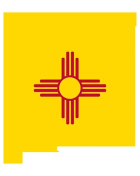 Fahne in Landkarte von New Mexico