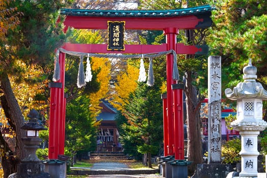 Sengen Shrine, Japan - Nov, 8 2014 : nice temple with maple season, Sengen Shrine, Japan
