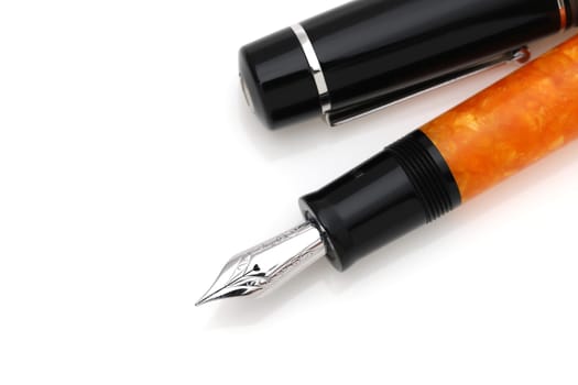 beautiful details of a fountain pen isolated on white background