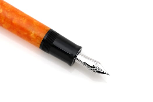 beautiful details of a fountain pen isolated on white background